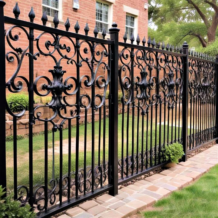 elegant wrought iron with privacy inserts