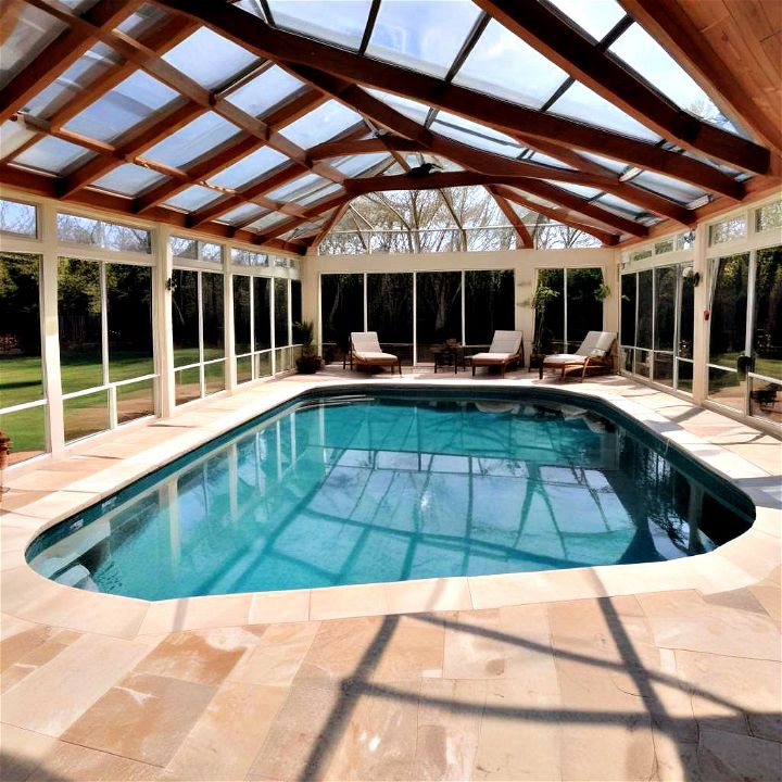 excellent enclosed pool deck