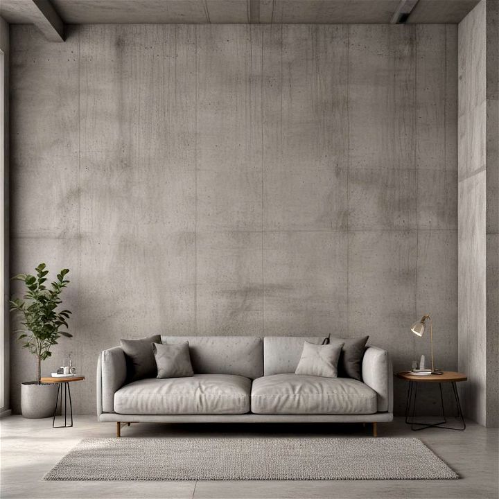 exposed concrete accent wall