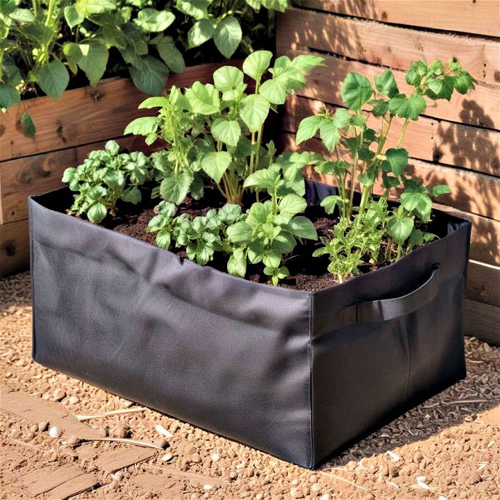 fabric grow bags as raised beds