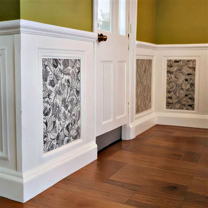 fabric wrapped wainscoting to create a cozy inviting look