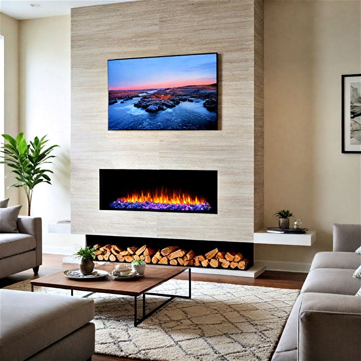 fantastic digital fireplace with changing scenery