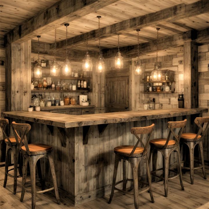 farmhouse chic basement bar