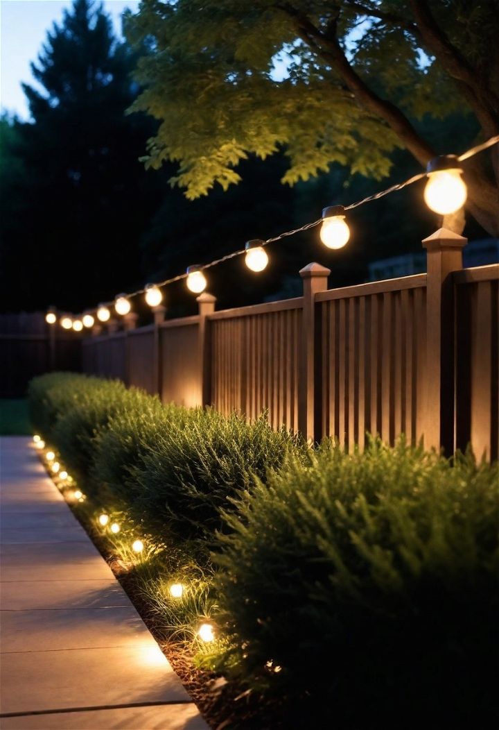 fence with outdoor lights