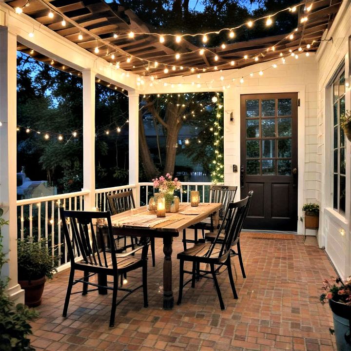 festive back porch string lights decor to add a welcoming glow