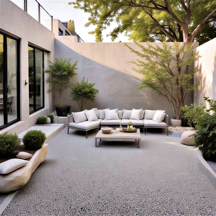 finely grained modern gravel patio