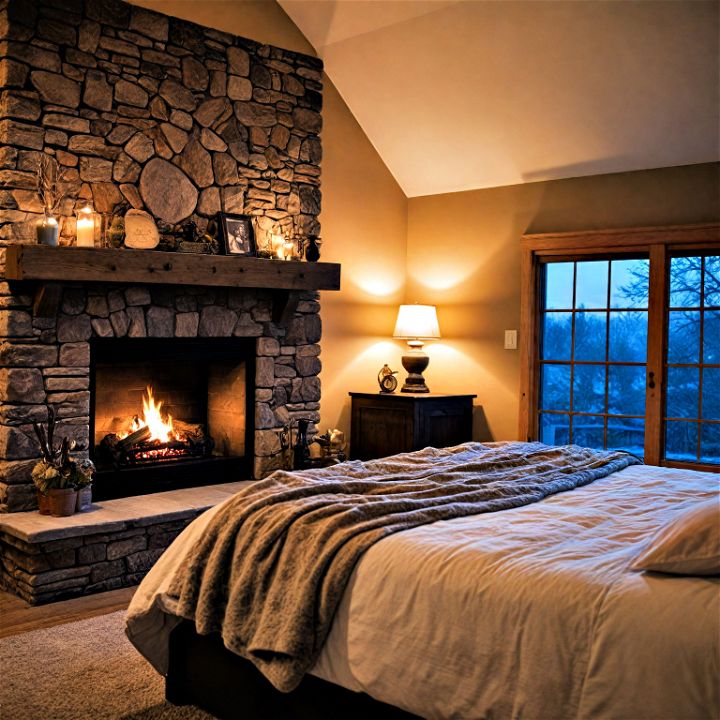 fireplace in your bedroom to create cozy and romantic setting