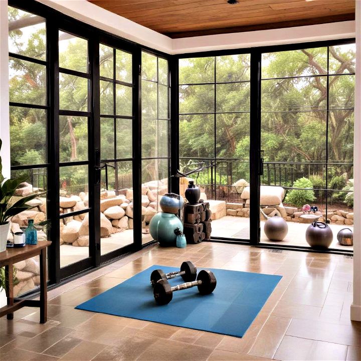 fitness corner for enclosed patio