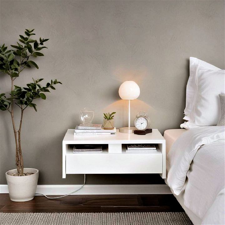 floating nightstand for a sleek modern bedroom
