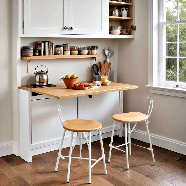 fold down table to maximize limited kitchen space
