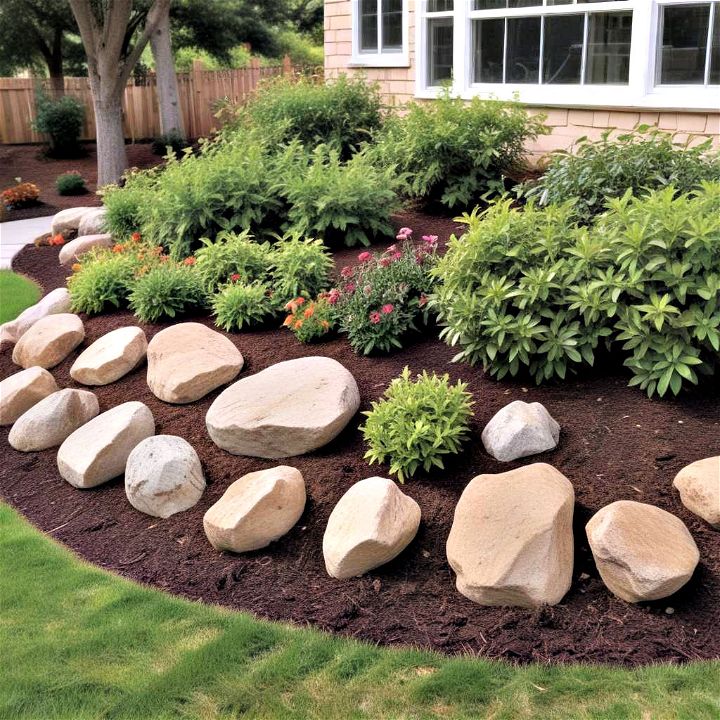 front yard integrating boulder accents