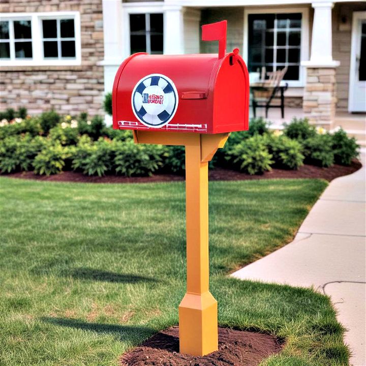 fun sports themed mailbox post