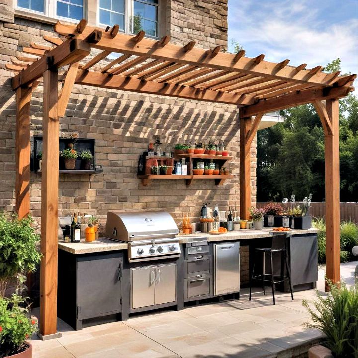 functional outdoor kitchen pergola