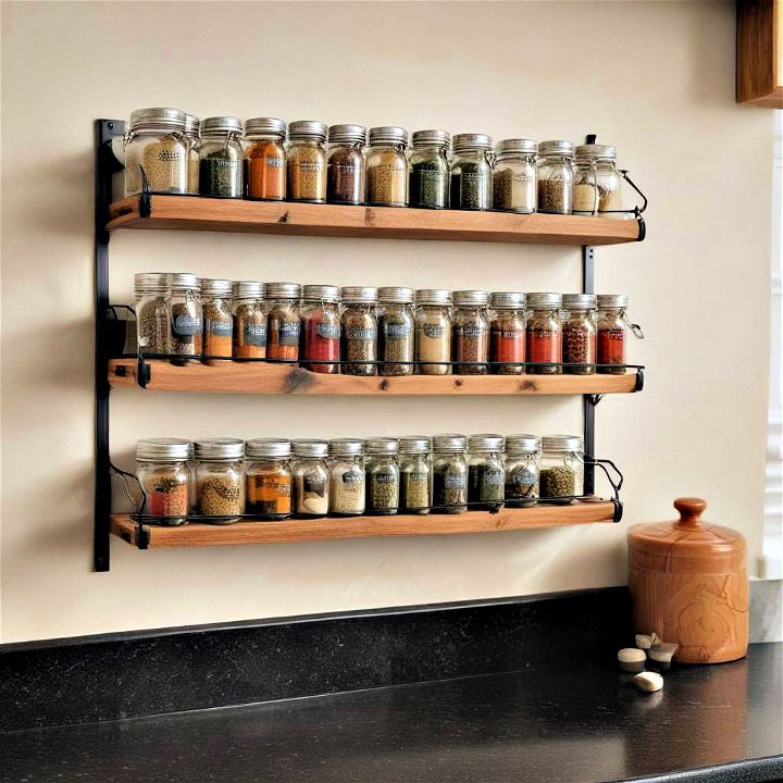 functional storage area hanging spice shelves