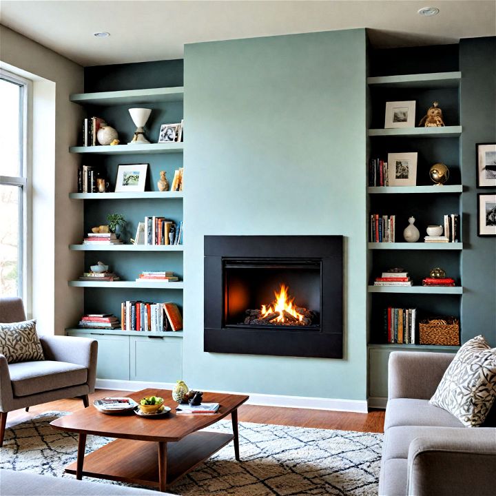 functionality fireplace with built in shelving
