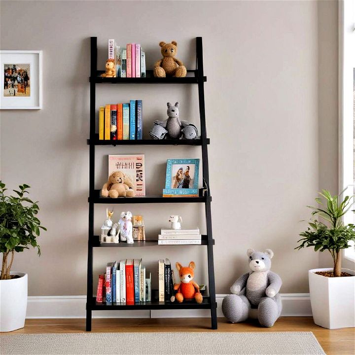 functionality ladder shelves for books and small toys