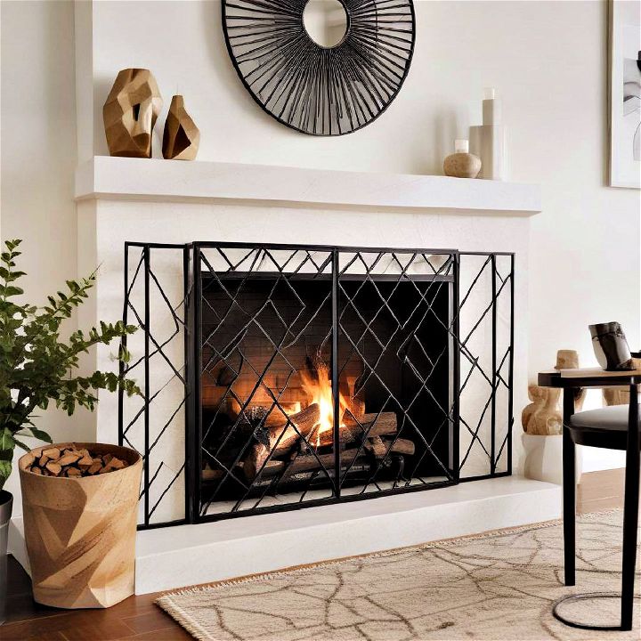 geometric fireplace screen piece of modern art