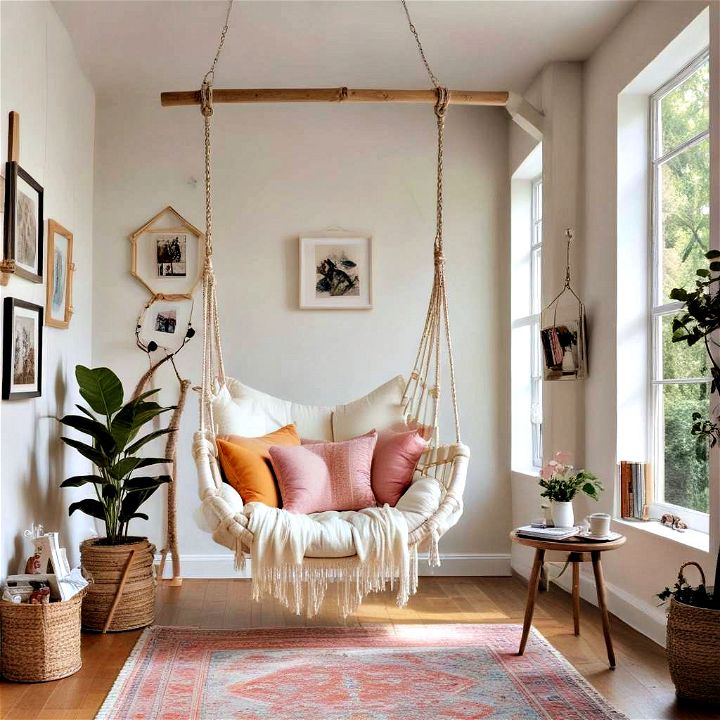 hanging chair or a swing for relaxation