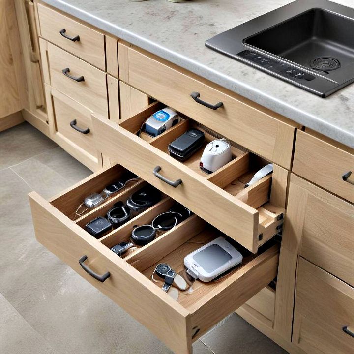 hidden charging stations for kitchen