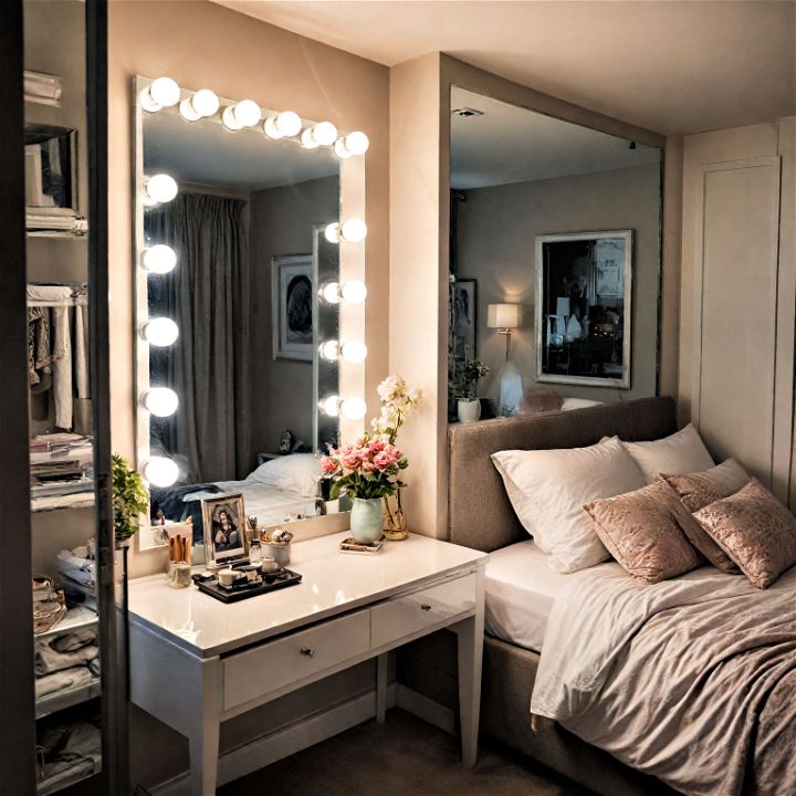 incorporate mirrors into bedroom to visually expands the space