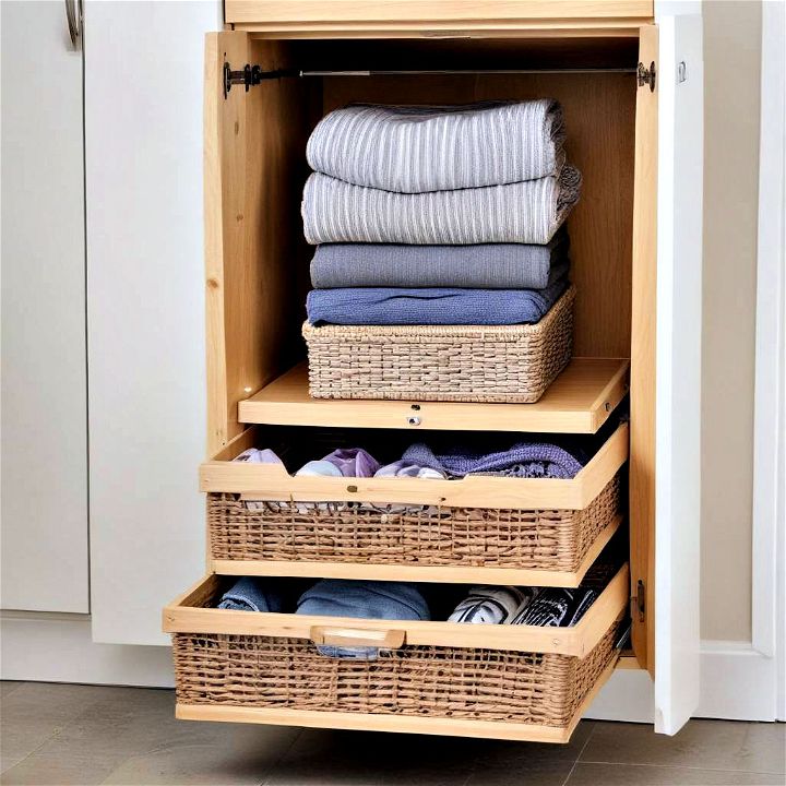 incorporate pull out baskets to your small closet