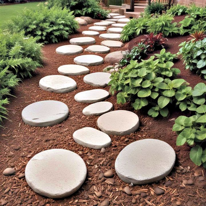 incorporating stepping stones in mulch
