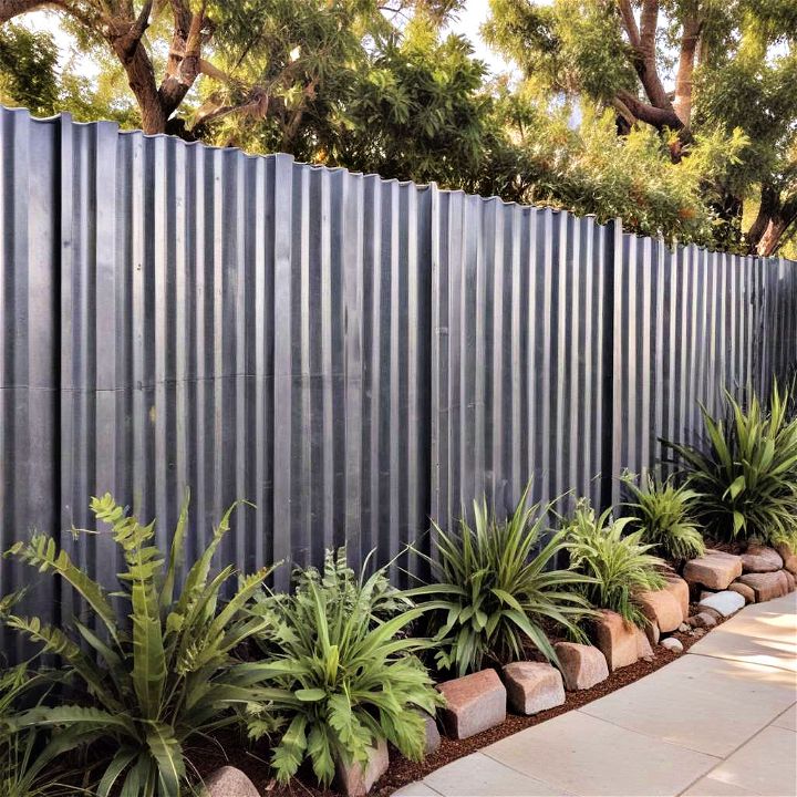 industrial chic corrugated metal fence