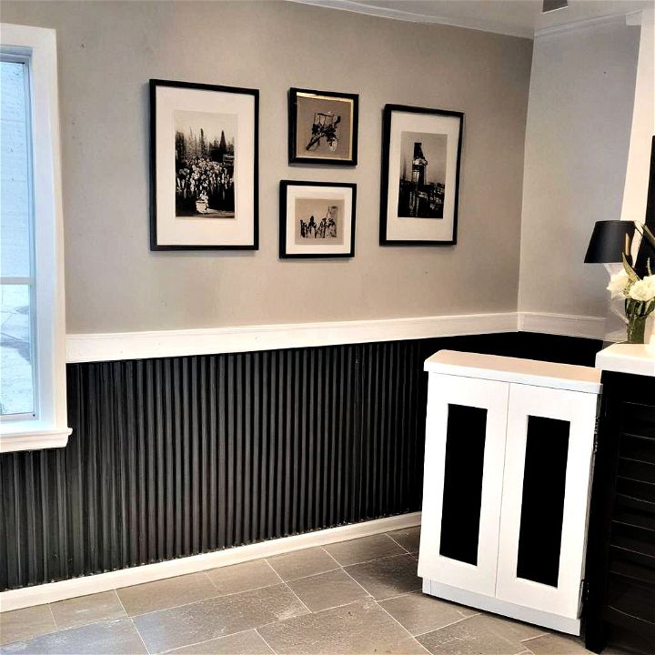 industrial metal wainscoting for loft spaces or modern homes