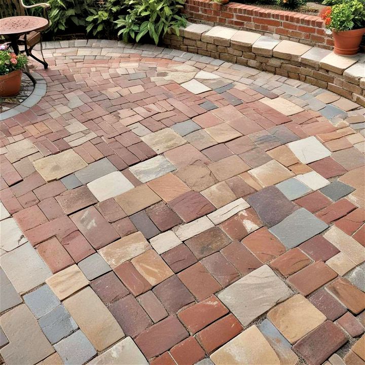 interwoven brick and stone mix for patio