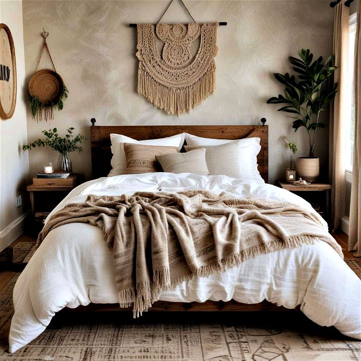 introduce a variety of textures boho bedroom