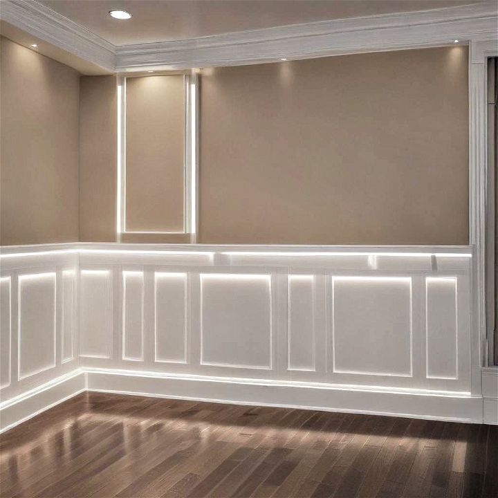 led lit wainscoting to enhance the mood of the room