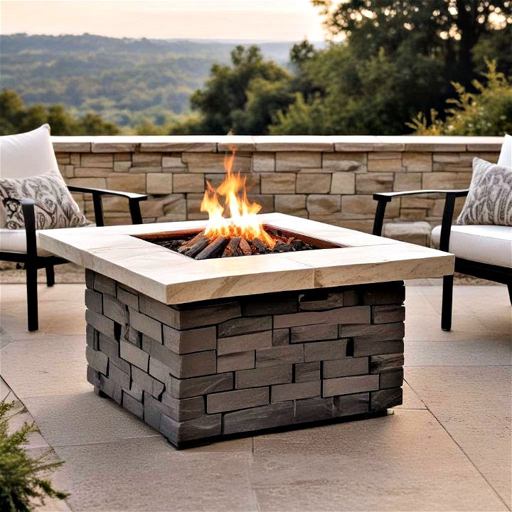 living space outdoor modern fire pit table