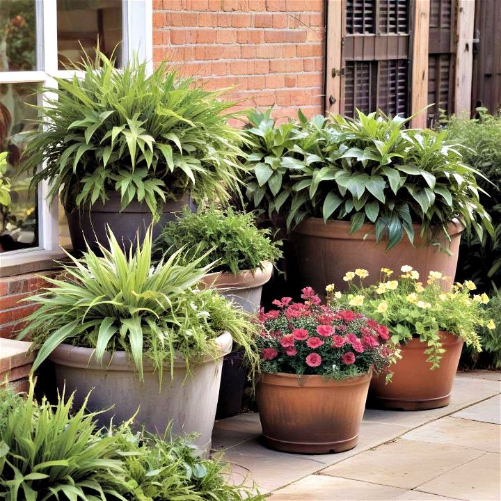 lush container gardens for your front yard patio