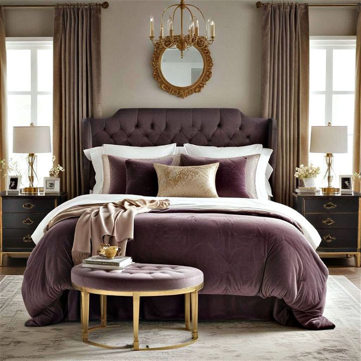 luxe velvet accents for bedroom