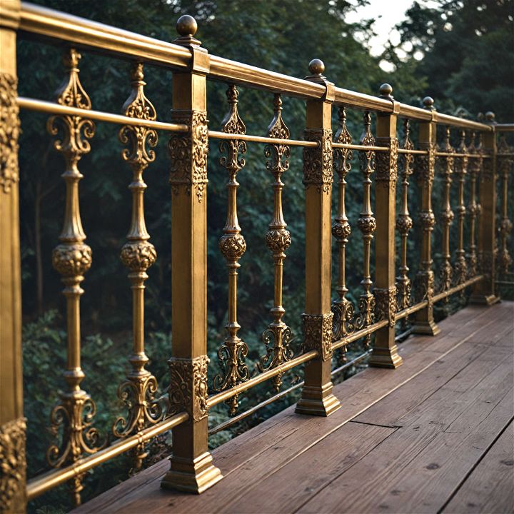 luxurious deck railing with antique brass finish