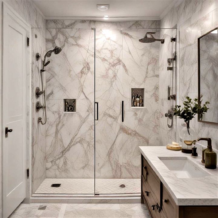 luxurious marble shower walls