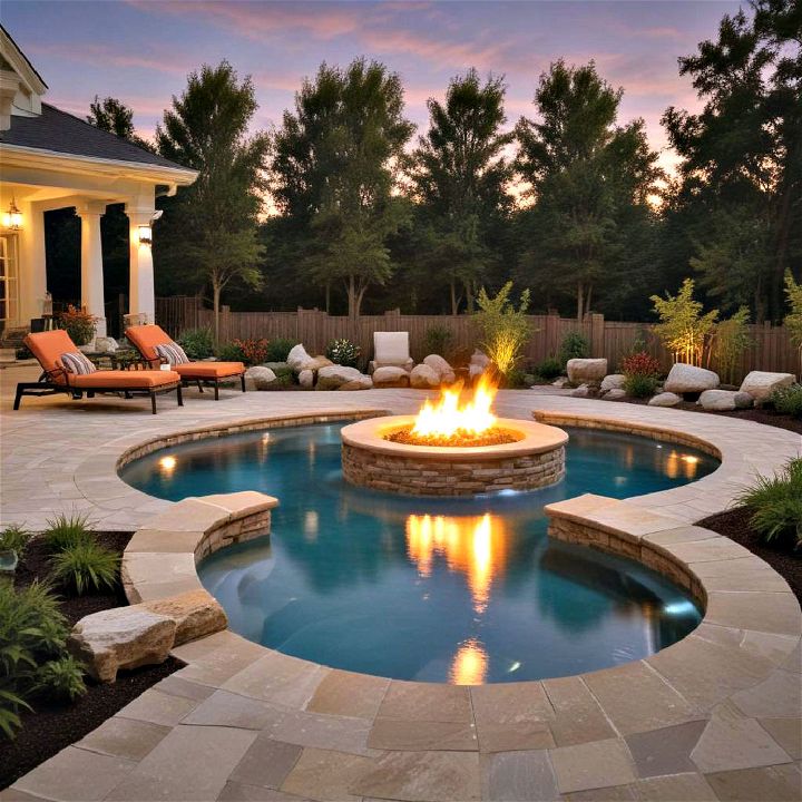luxurious touch fire feature pool