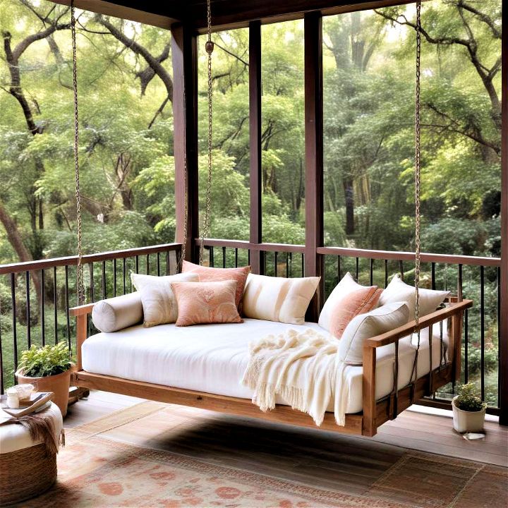 luxury and relaxing swing bed sanctuary for back porch