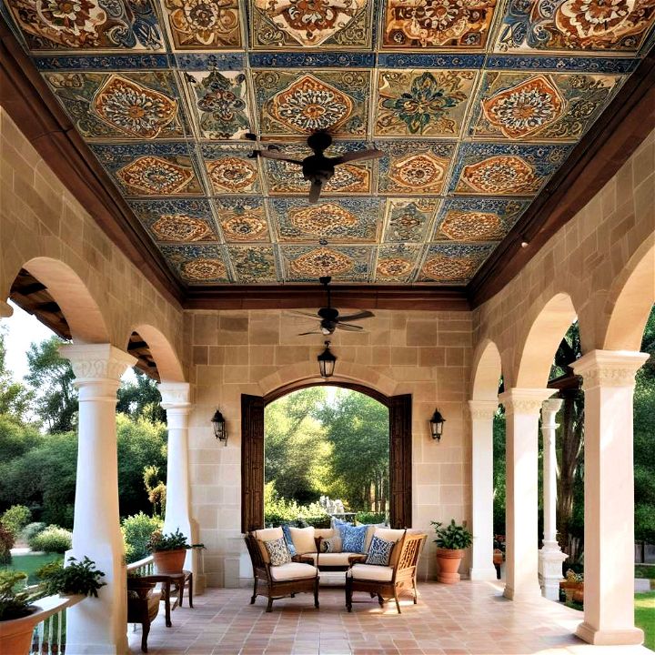 mediterranean style tiles on your porch ceiling