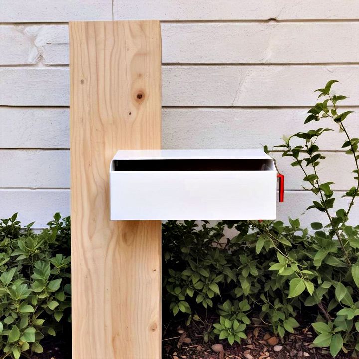 minimalist floating mailbox post