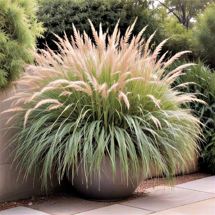 minimalist ornamental grass oasis in containers