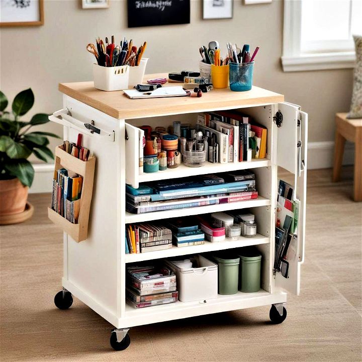 mobile craft cart for storing tools and materials