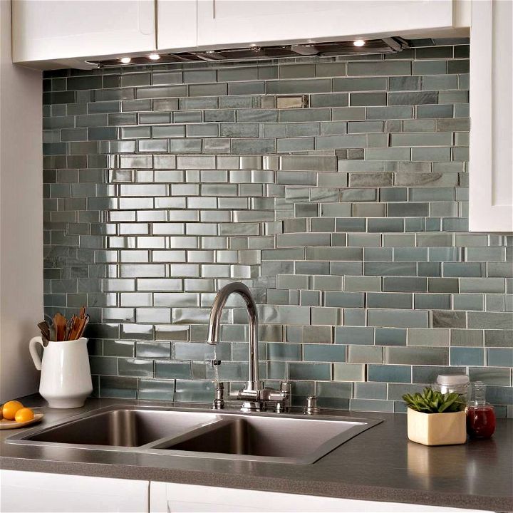 modern and sleek glass tile backsplash