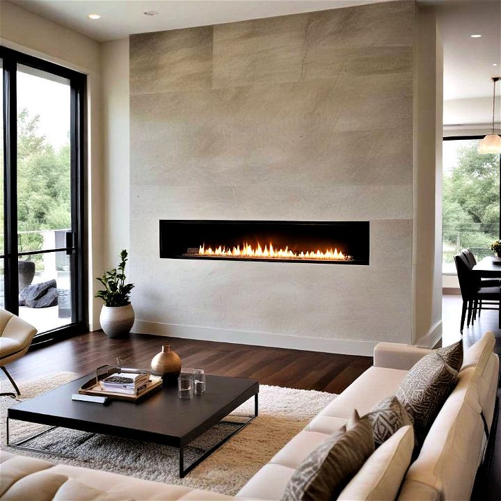 modern and sophisticated linear gas fireplace