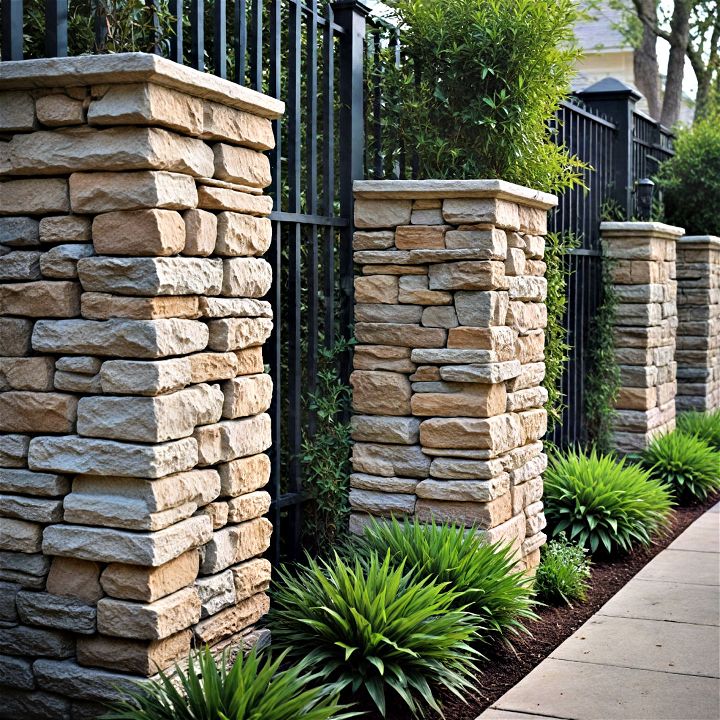 modern and traditional textured stone columns