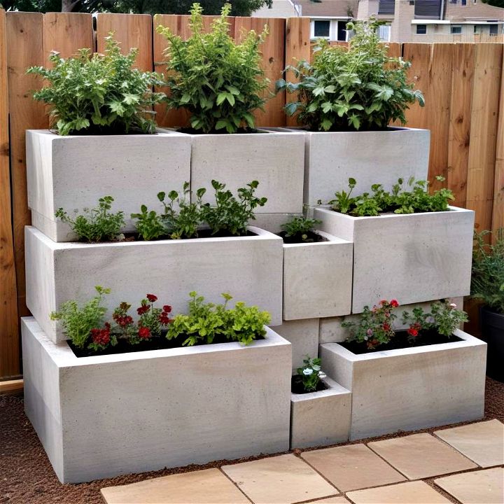 modern concrete block planters
