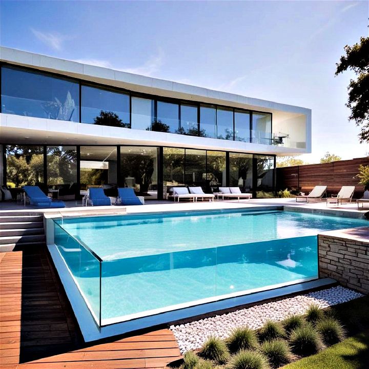 modern design feature glass walled pool