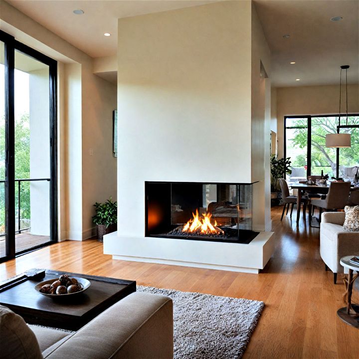 modern elegance see through double sided fireplace