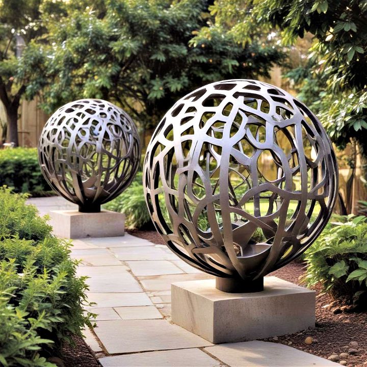 modern spherical garden sculptures