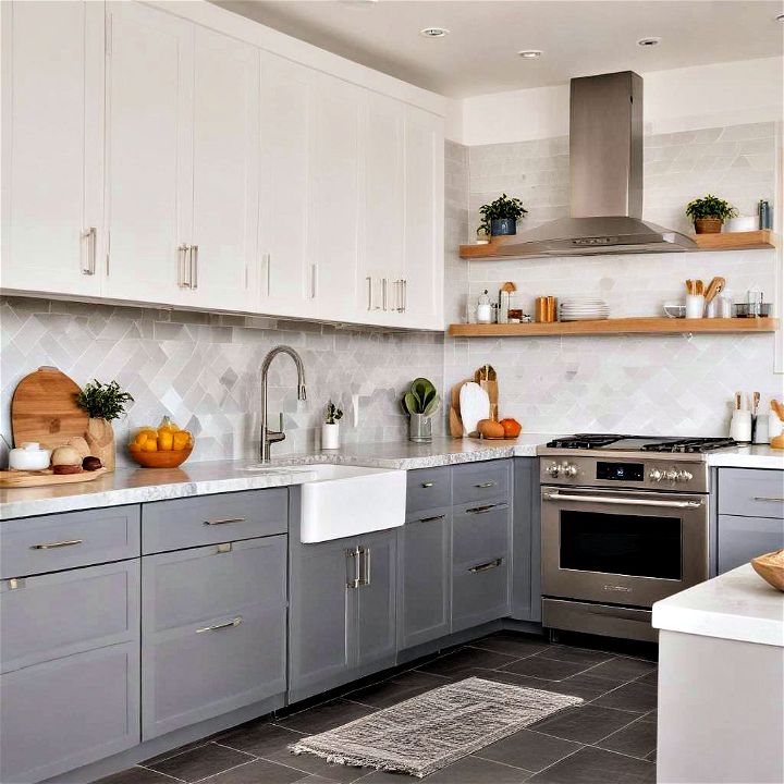 modern two tone cabinets kitchen